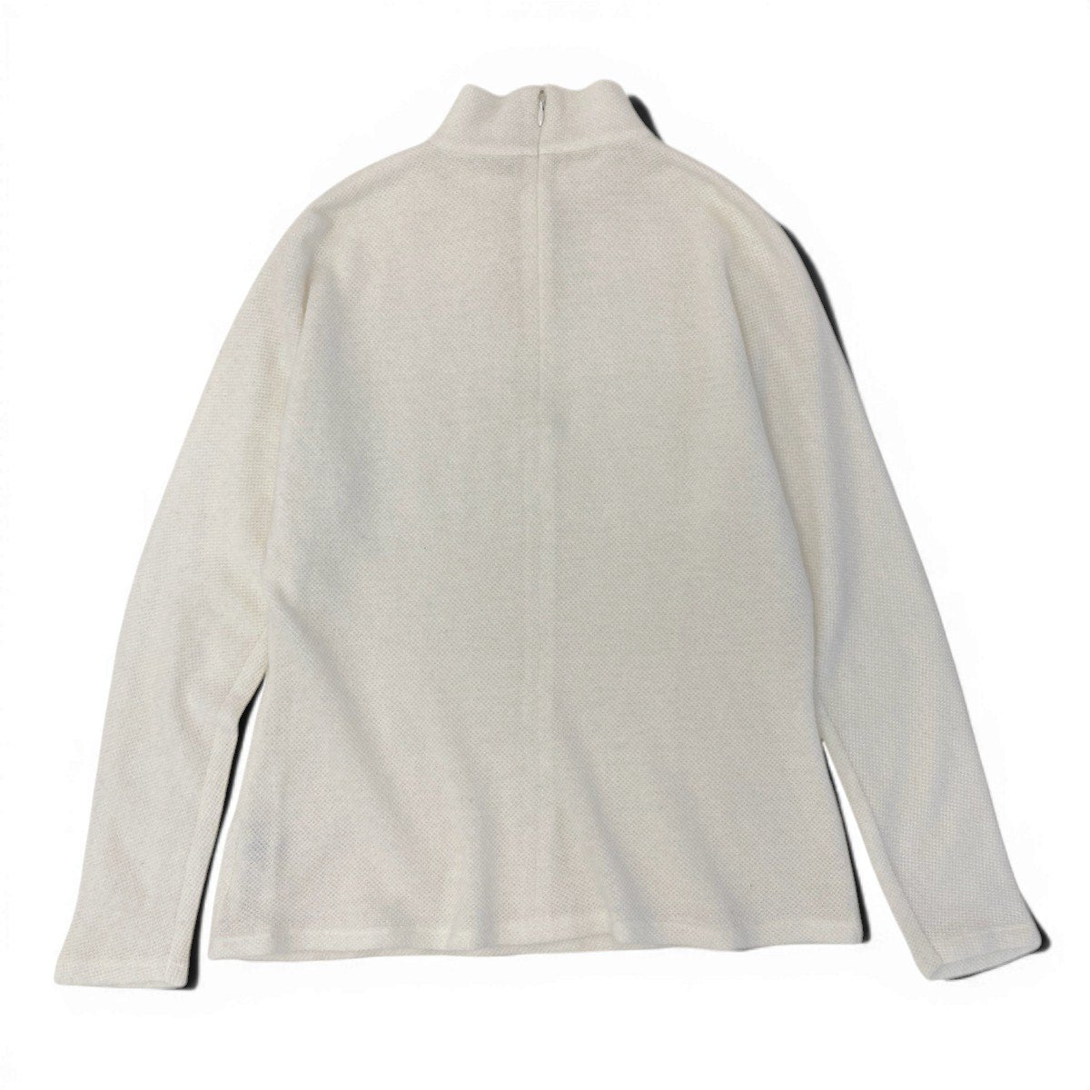 @H　Ig8 Christian Dior CD Logo Embroidered Alpaca Blend Mock Neck Knit Sweater Size M White Women's