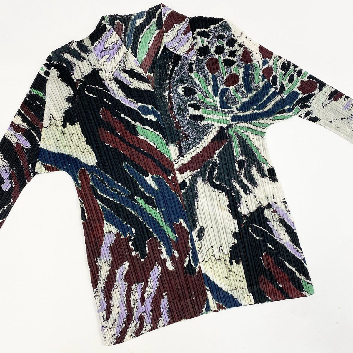 ＠Ac2 PLEATS PLEASE Issey Miyake Long Sleeve Cut and Sewn Pleated Tops Size 3 Multicolor Women'sk02i