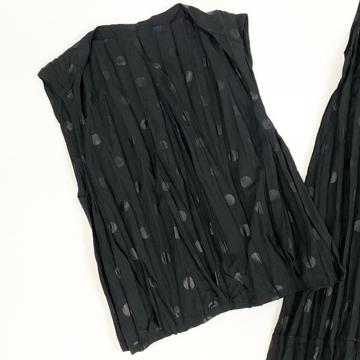 Ah10Y's for Living Dot Crinkle Top Dress Set Black Polyester Women'so07t