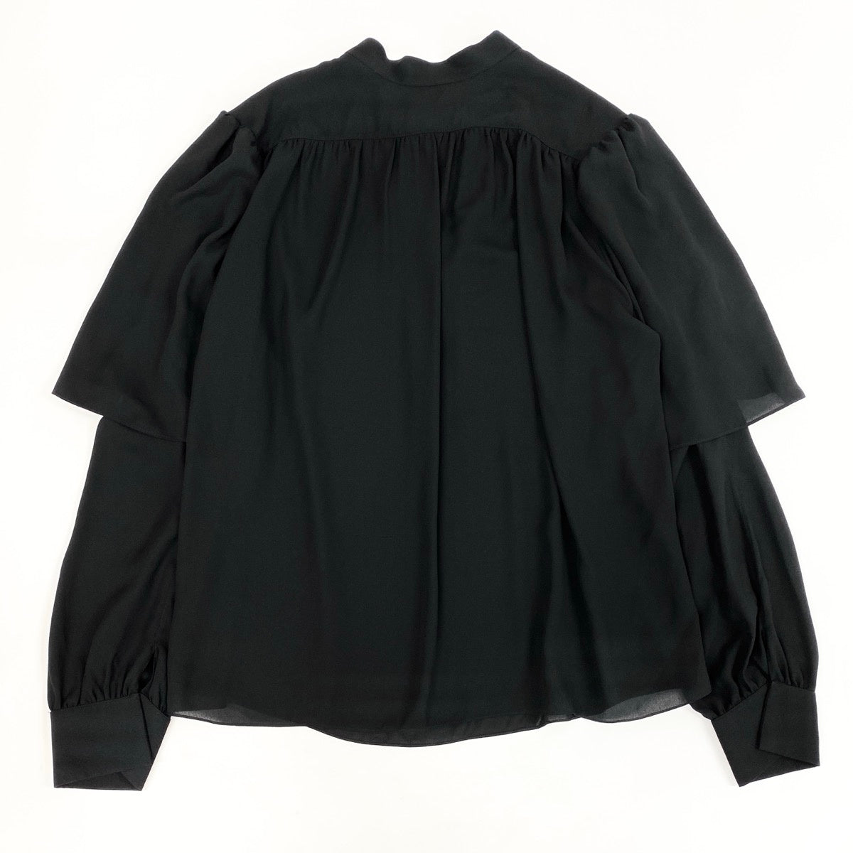 Eh10 BALENCIAGA Bow Tie Chiffon Blouse Ribbon Black Size 40 Women'so07t