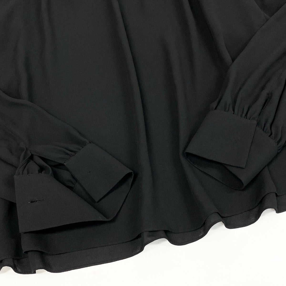 Eh10 BALENCIAGA Bow Tie Chiffon Blouse Ribbon Black Size 40 Women'so07t