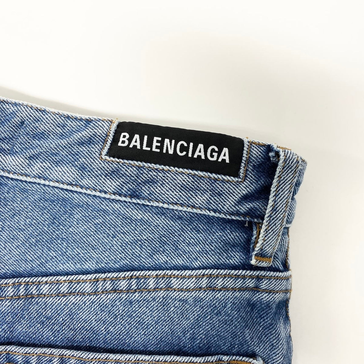 42c24Ic24 BALENCIAGA Washed Denim Skirt Indigo Cotton 100% Size 34 Made in Italy Women'so07t