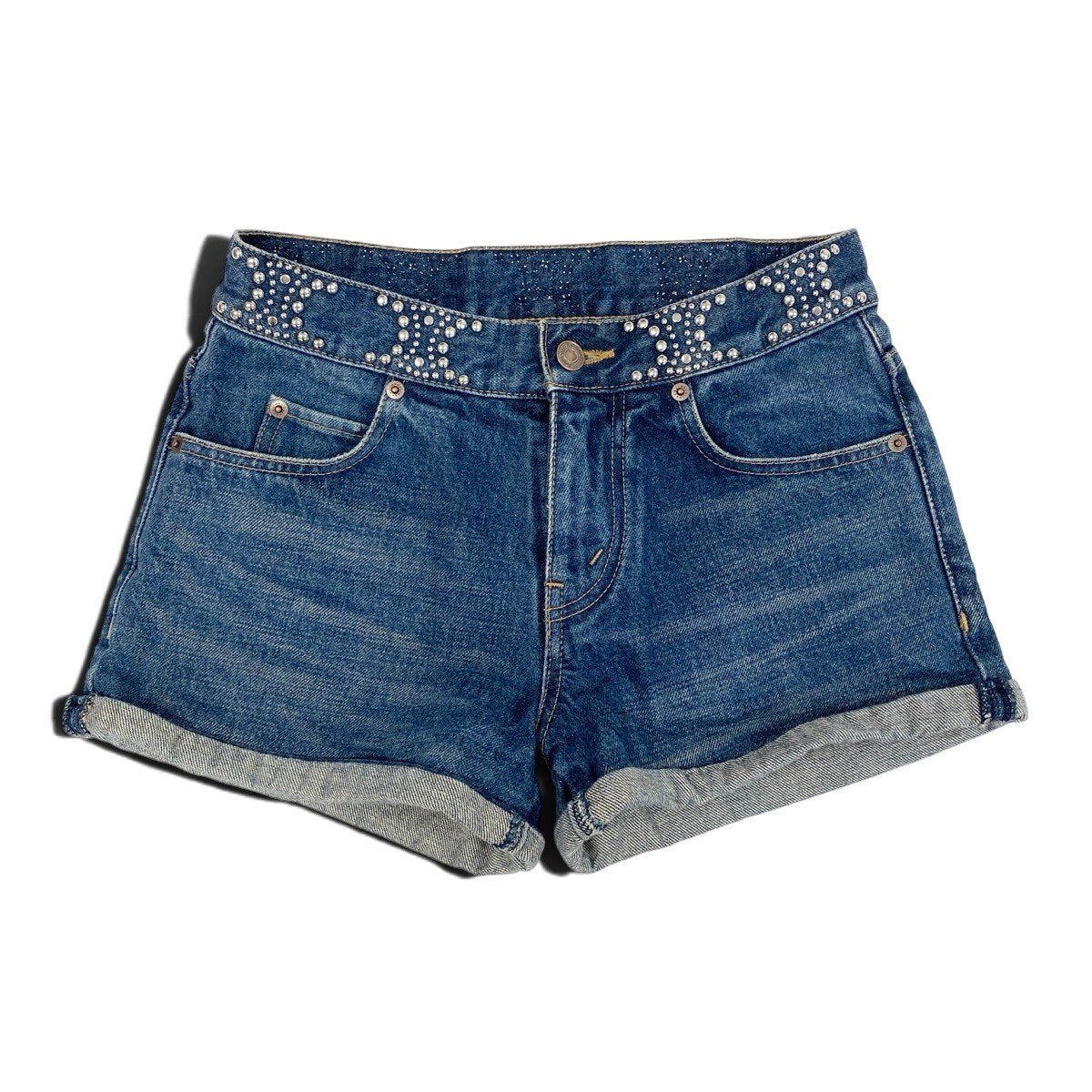 Eh11 CELINE Triomphe Studded Shorts Size 24 Women'sk02i