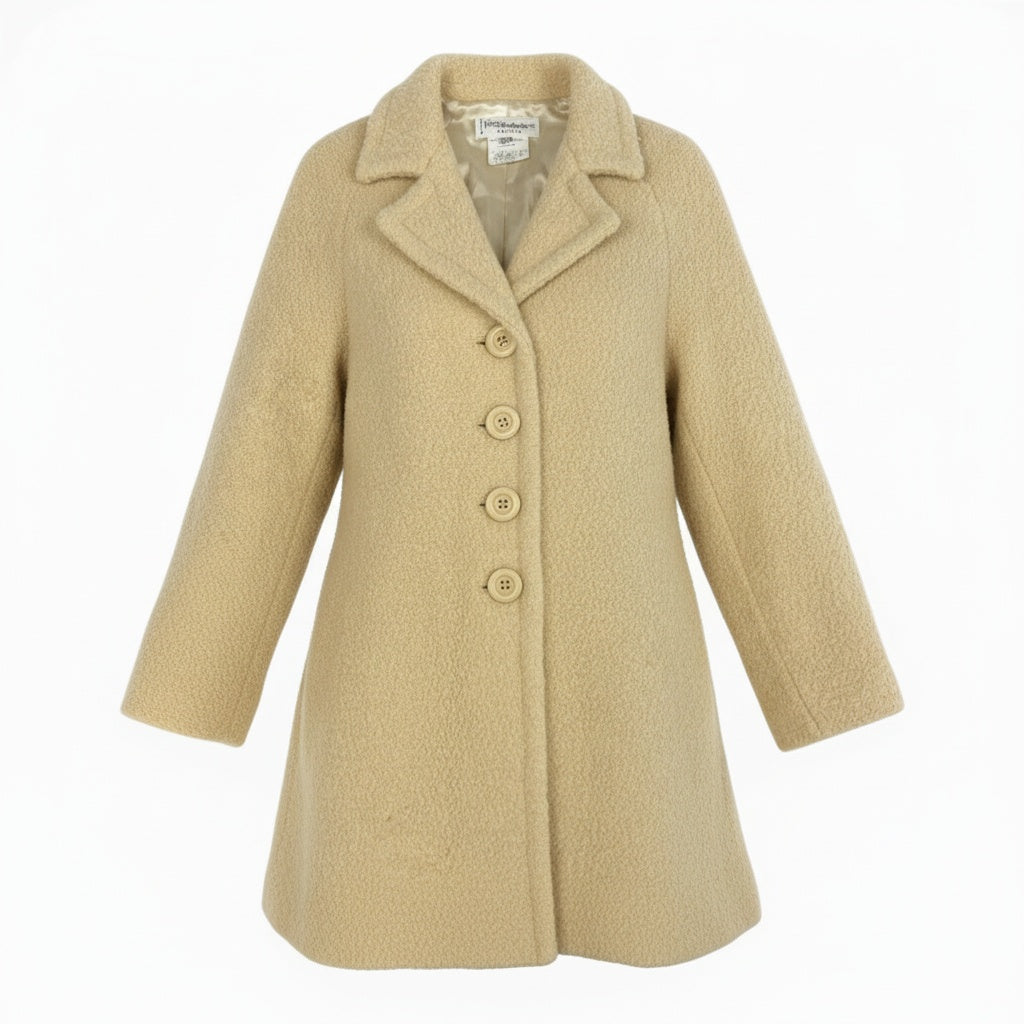 @ S Ab13 Yves Saint Laurent Beige Textured Shaggy Coat 38 Womenta1
