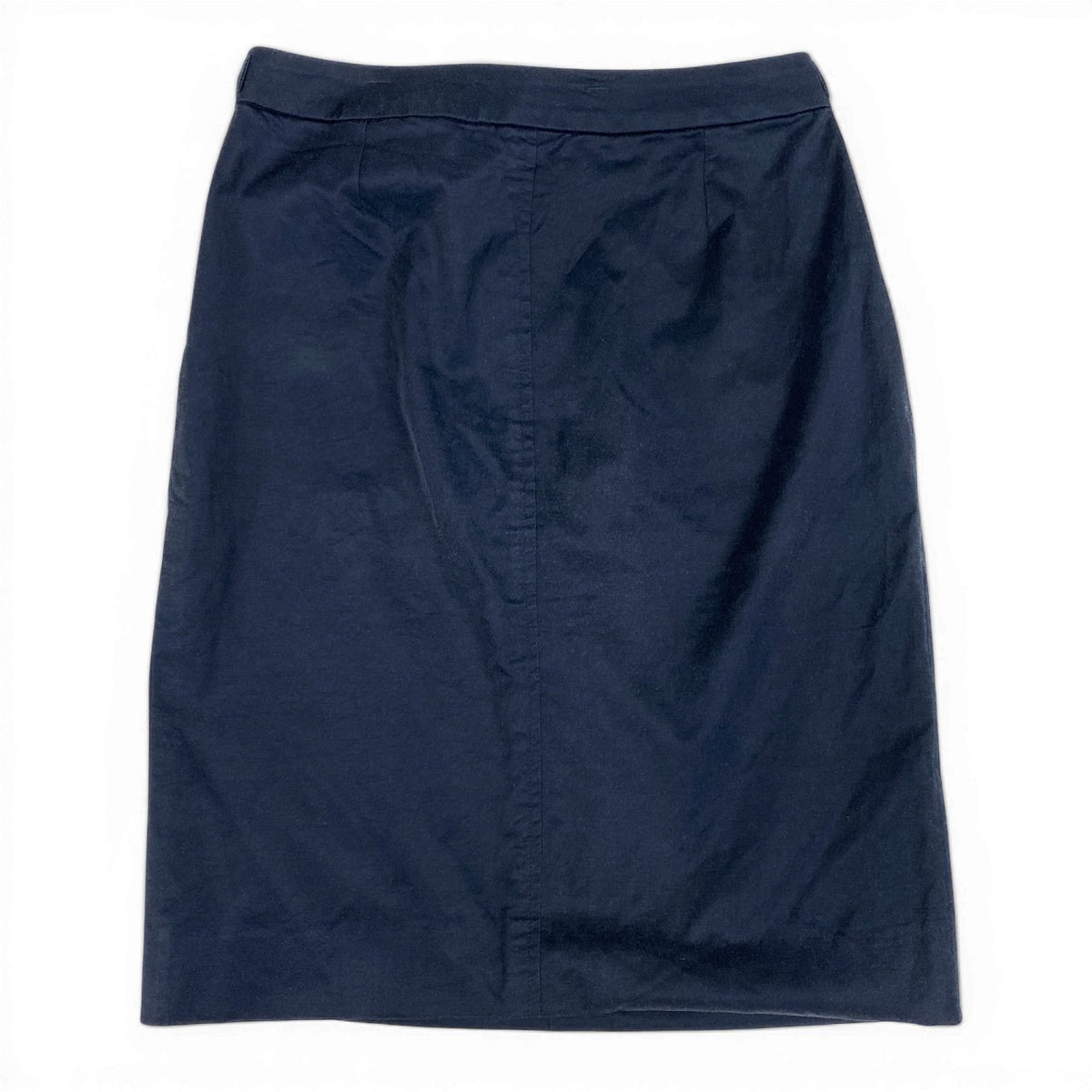 @Ed6 CELINE Knee-Length Pencil Skirt Size 36 Navy Side Logo Belt Stretch Women's Elegant Franceu02t