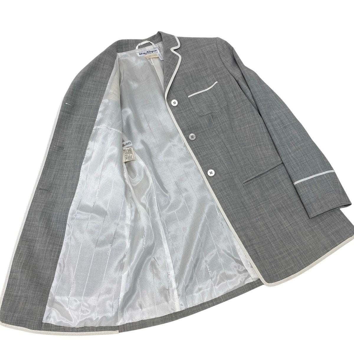 K Eh10Salvatore Ferragamo Tailored Jacket Coat Light Gray Women’s Italy Luxury