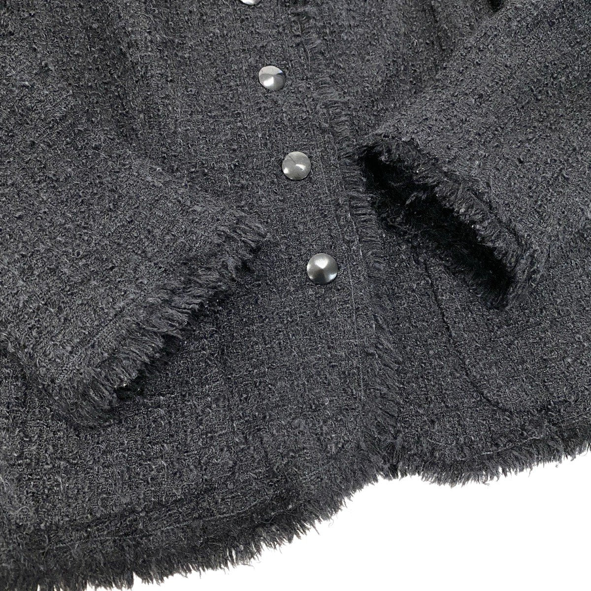 49g17 【美品】MOSCHINO モスキーノ ツイードジャケット ウールジャケット イタリア製 46サイズ ブラック レディース 女性用k02i