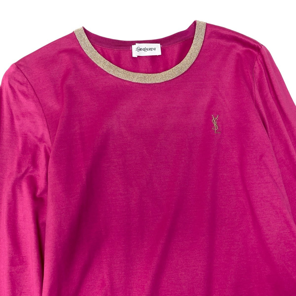 Ih10 YVES SAINT LAURENT Yves Saint Laurent YSL Cassandre Logo Long Sleeve T-Shirt Pink M Women'so07t