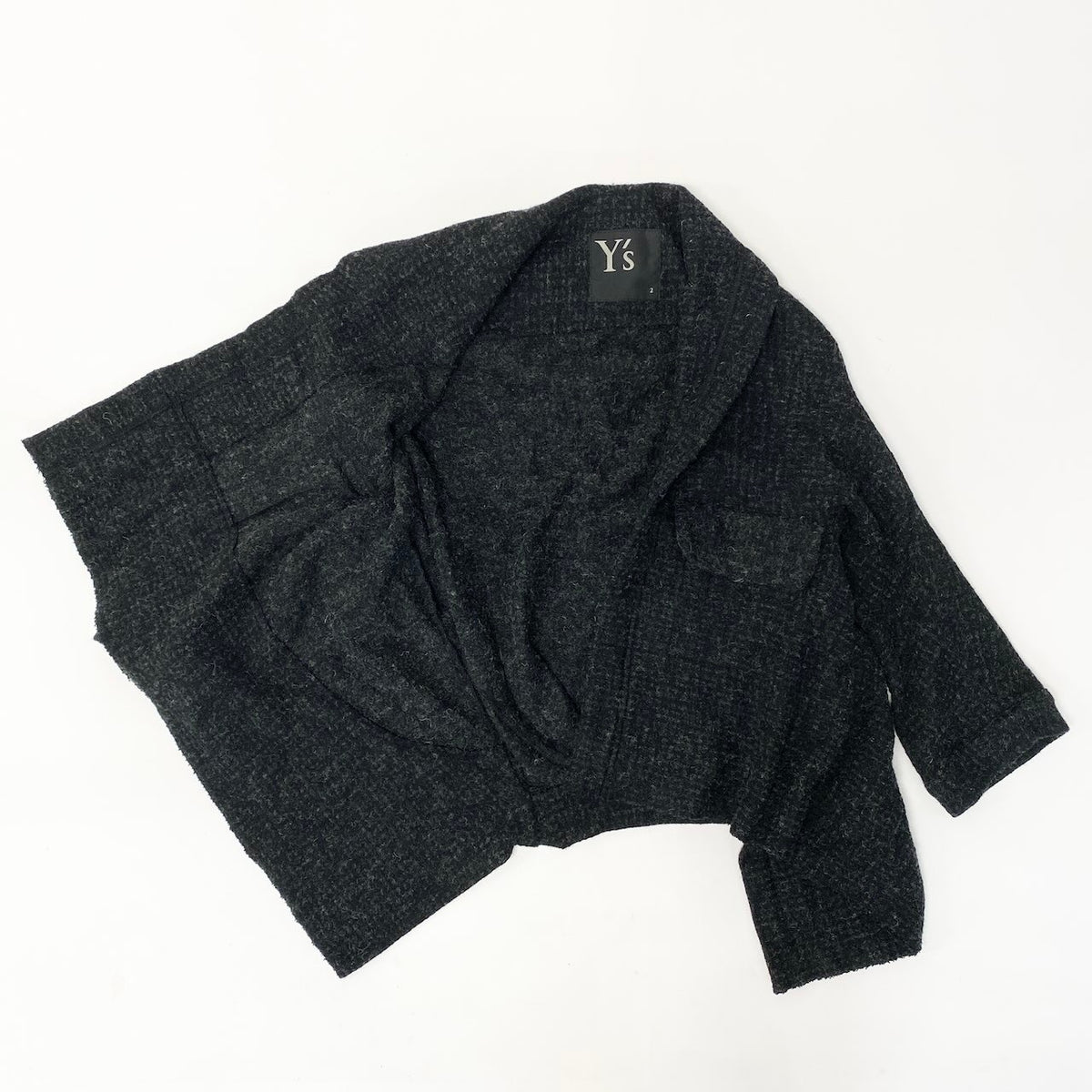 19e8Y's Yohji Yamamoto Asymmetrical Jacket, Cotton Wool Jacket, Outerwear, Made in Japanu02t