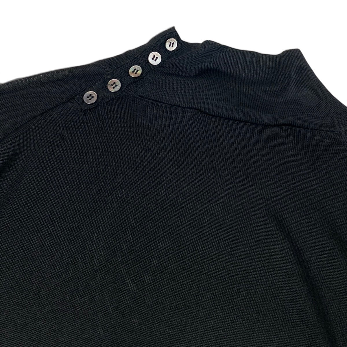Ei7 Salvatore Ferragamo Sheer High Neck Long Sleeve Top Black Rayon Womens Size So07t