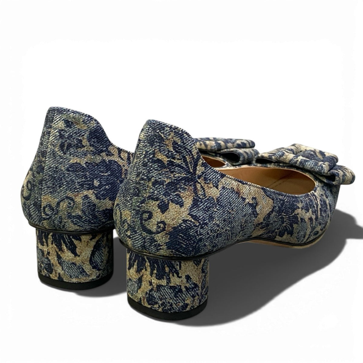 @ b17 DIOR IDYLLE Flower Print Denim Pumps 37.5 Blueta2