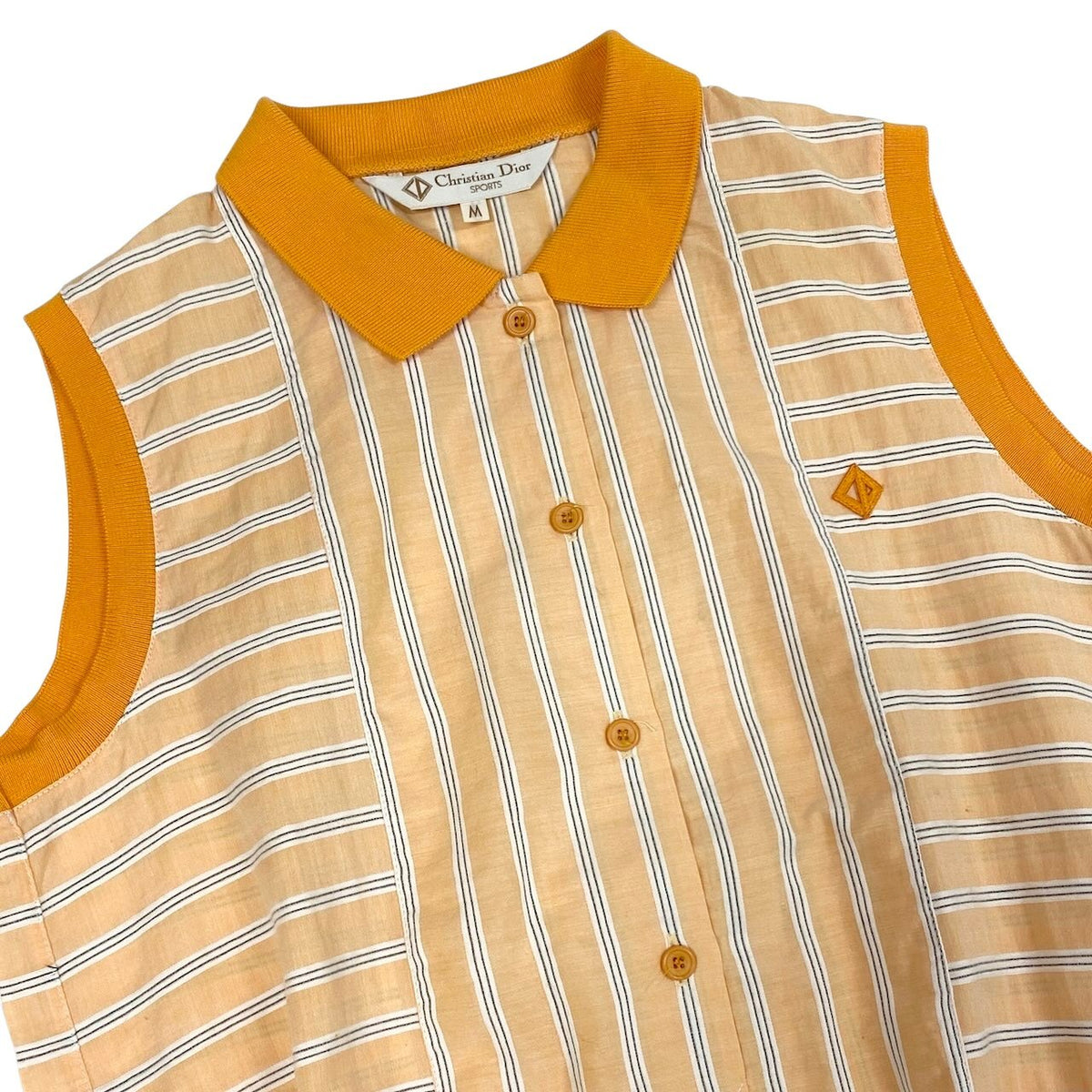 @Eg6 Christian Dior Sports Sleeveless Striped Polo Shirt Orange Size M Women'so07t