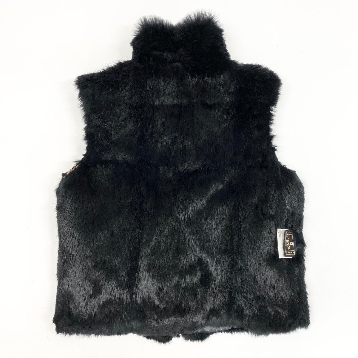 Ｎ Eh10 FENDI Reversible Faux Fur Zip Up Vest 2Way Sleeveless IT44 Black Women u02t