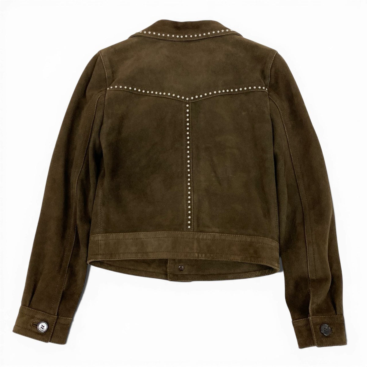＠Ab9 SAINT LAURENT Studded Western Jacket Brown Goat Leather Size 34 Womenk02i