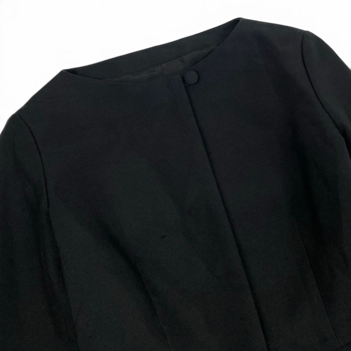 Ei7Yves Saint Laurent Silk Collarless Formal Jacket Black Women'so07t
