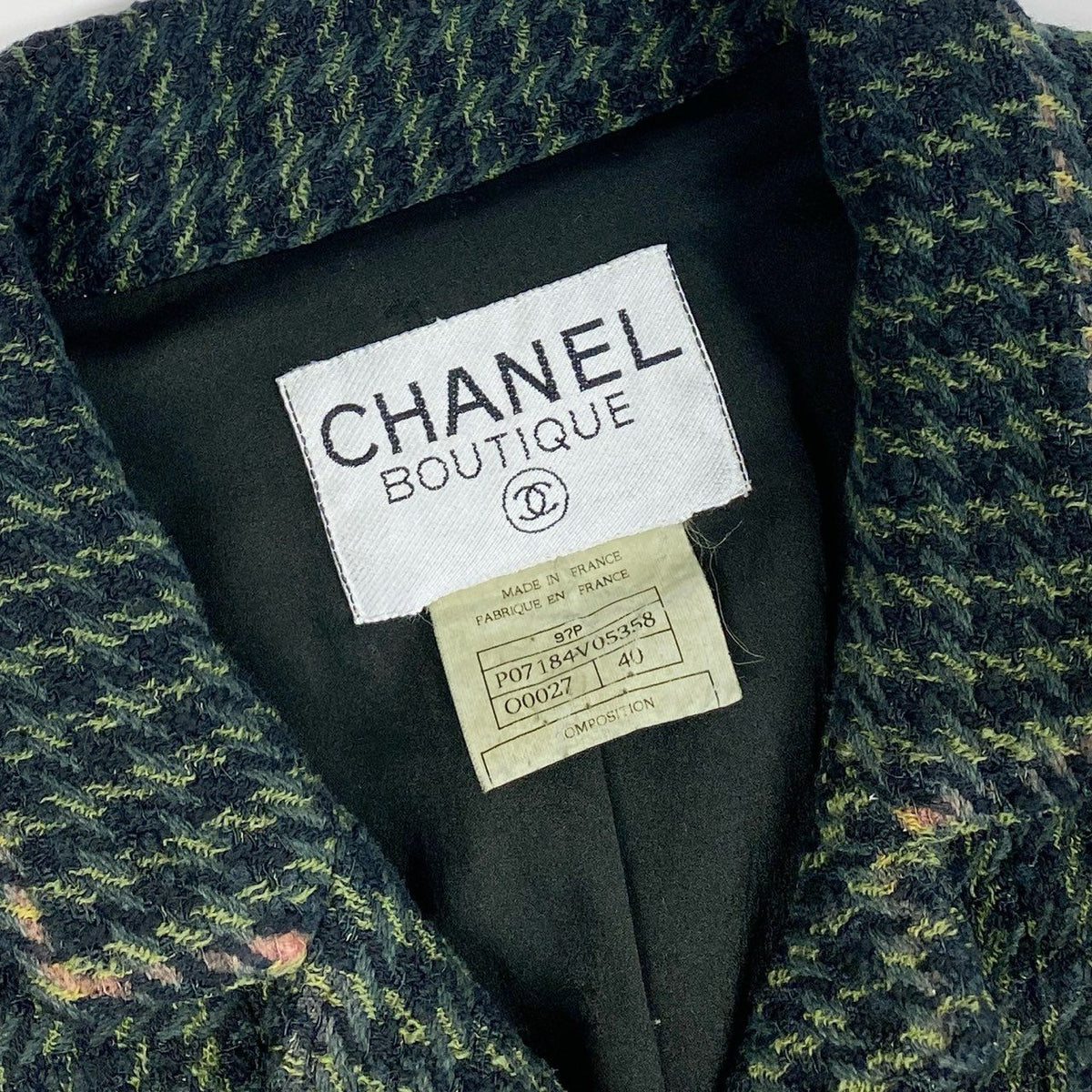 ＠ Ca14CHANEL 1997 Archive CC Button Tweed Jacket 40 P07184 Greenta1