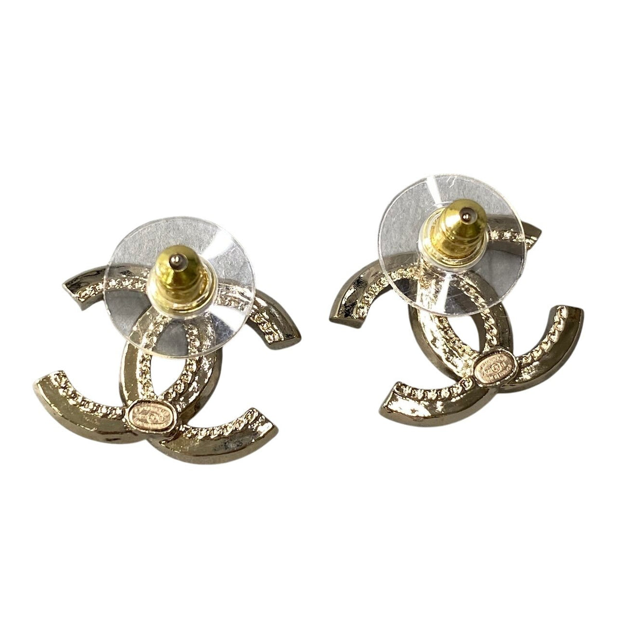 h2CHANEL CC Logo Rhinestone Earrings A2213 Gold Tone Women'sta1