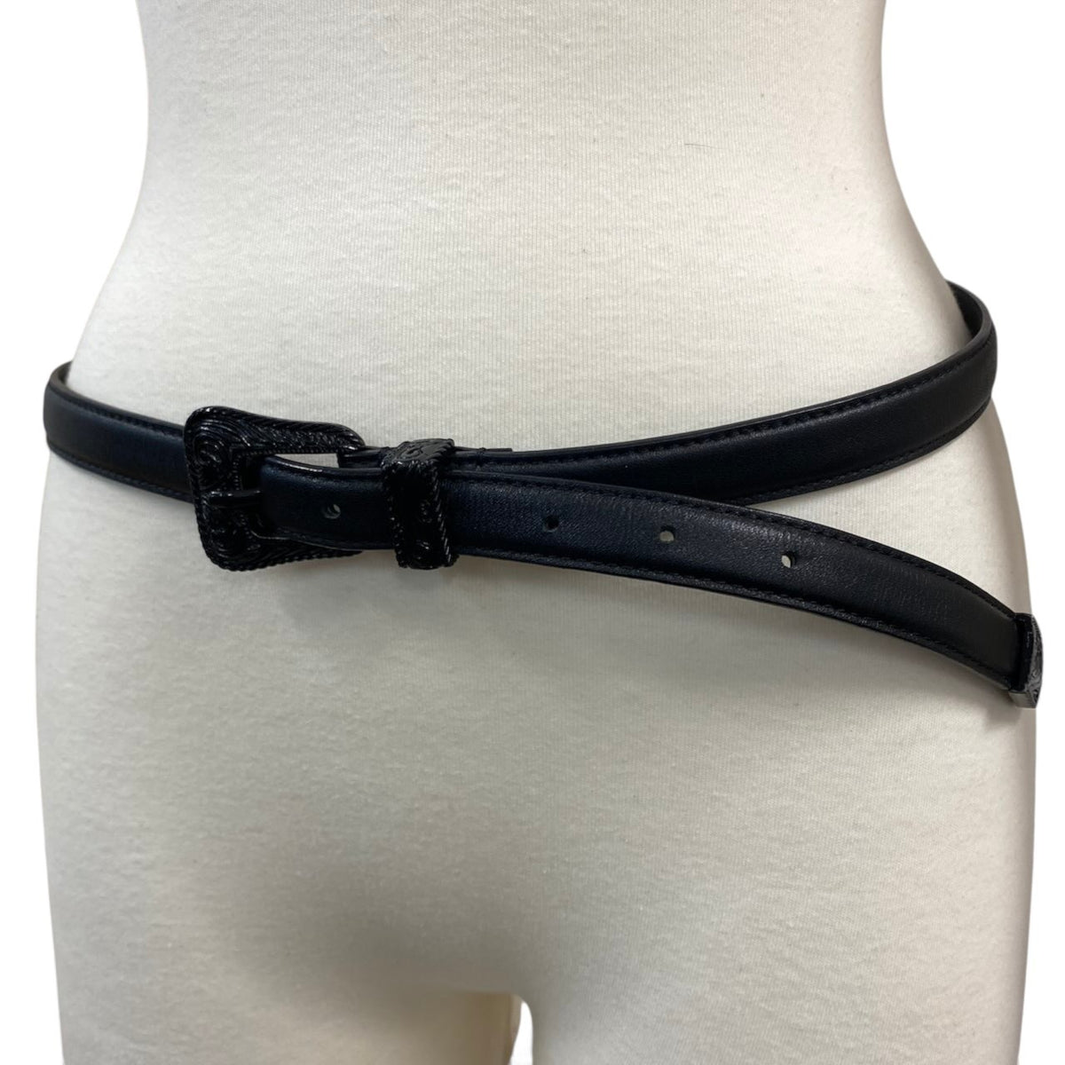 h20 Saint Laurent Hedi Slimane Western Belt Black Leather Italy Women'sk02i