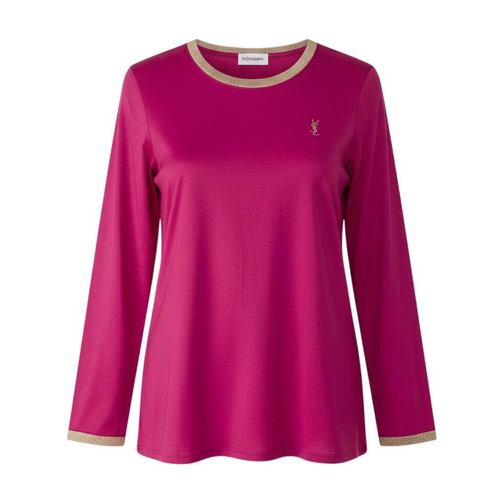 Ih10 YVES SAINT LAURENT Yves Saint Laurent YSL Cassandre Logo Long Sleeve T-Shirt Pink M Women'so07t