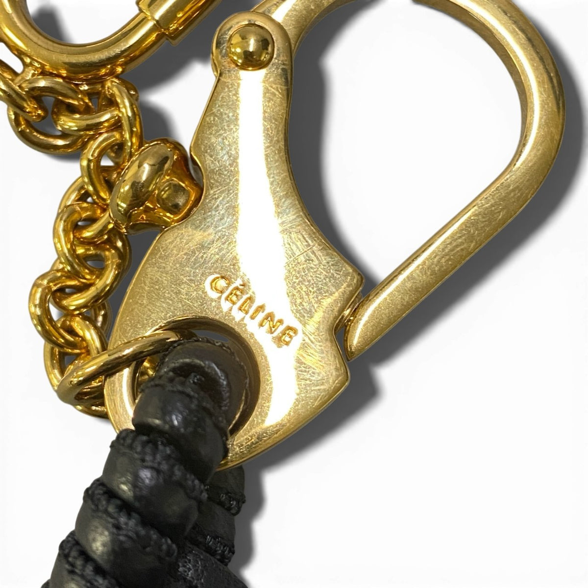 @ b16 CELINE Phoebe Era Leather Bag Charm Black Keychainta1