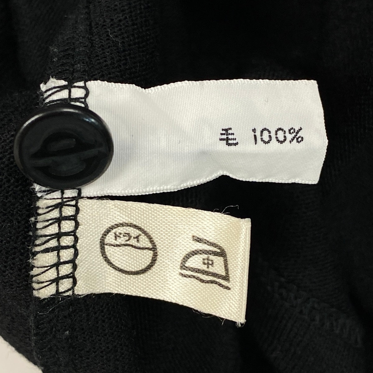 @K Eg11Christian Dior CD Button Long Sleeve Knit Shirt Size M Black Wool 100% Women o07t