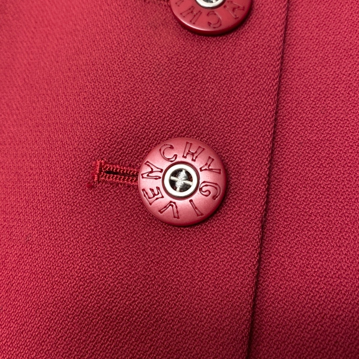 Eh10 GIVENCHY Logo Button Collarless Wool Jacket Red Size 38 Women'so07t
