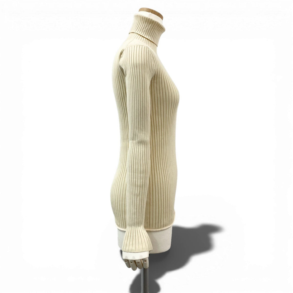 I@ Eb11Louis Vuitton Women’s Rib Knit Long Sleeve Sweater Ivory Logo Detail Size Mk02i