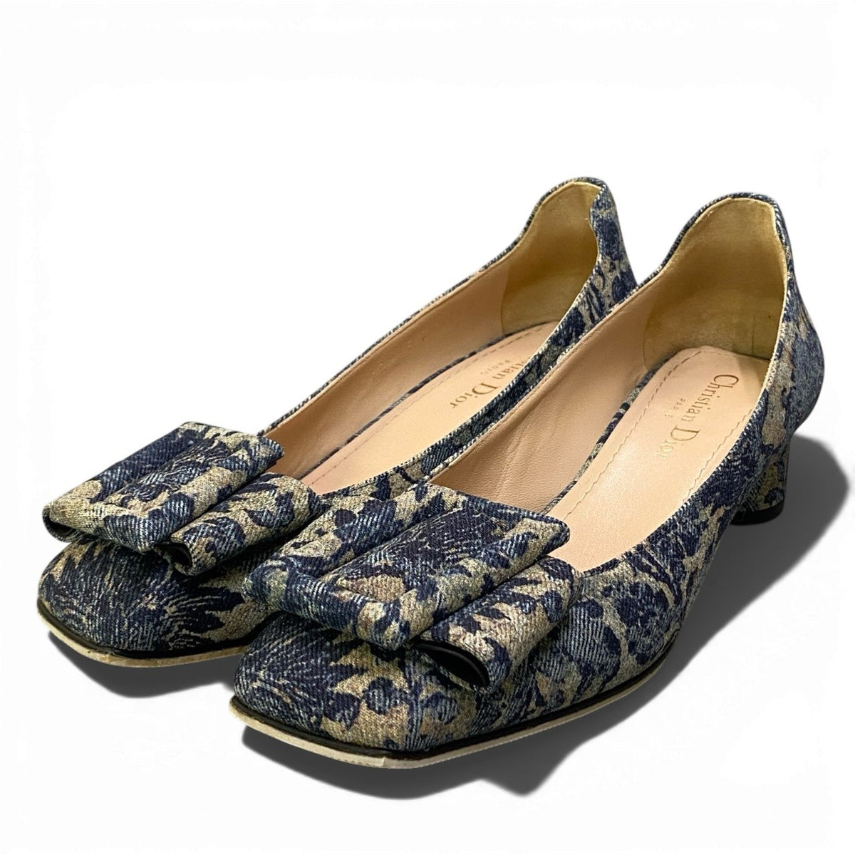 @ b17 DIOR IDYLLE Flower Print Denim Pumps 37.5 Blueta2