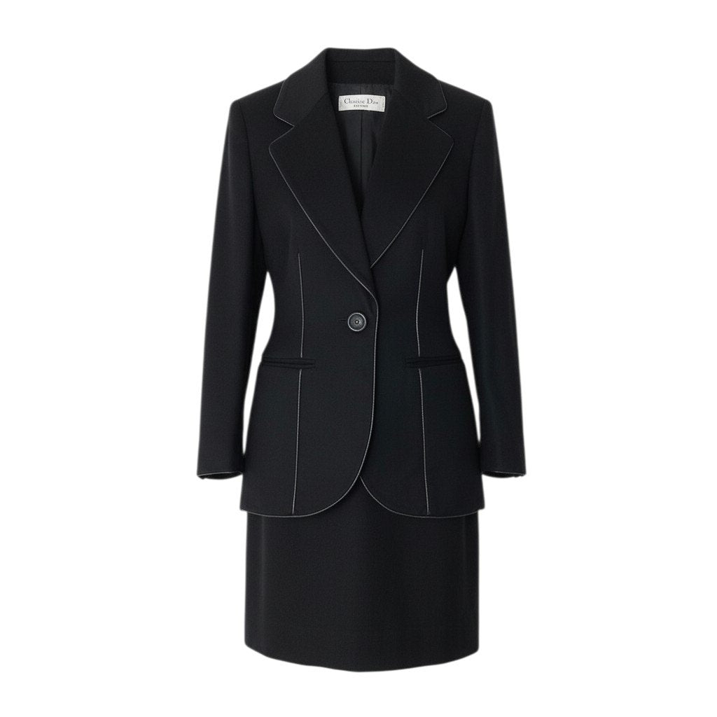 ＠S E E Christian Dior Vintage Black Suit Set Jacket Pants Wool Authenticnu1