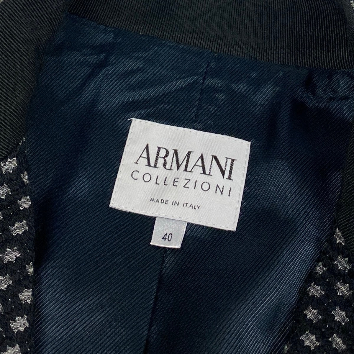 @G Ef27 ARMANI COLLEZIONI Embroidered Pattern Tailored Jacket Size 40 Black Women's
