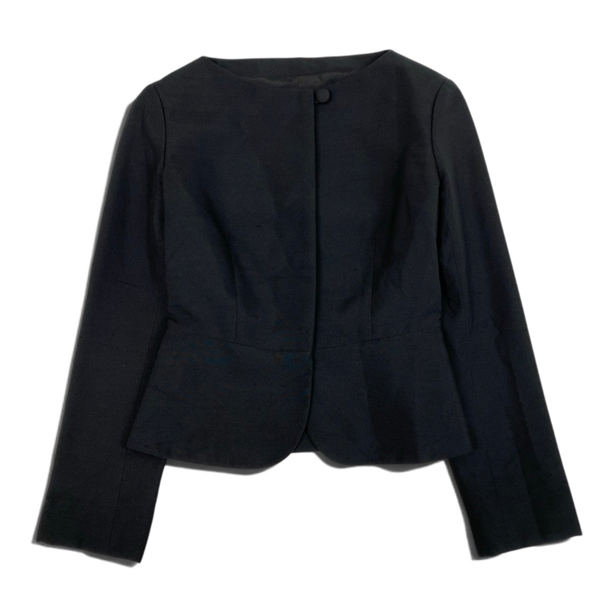 Ei7Yves Saint Laurent Silk Collarless Formal Jacket Black Women'so07t