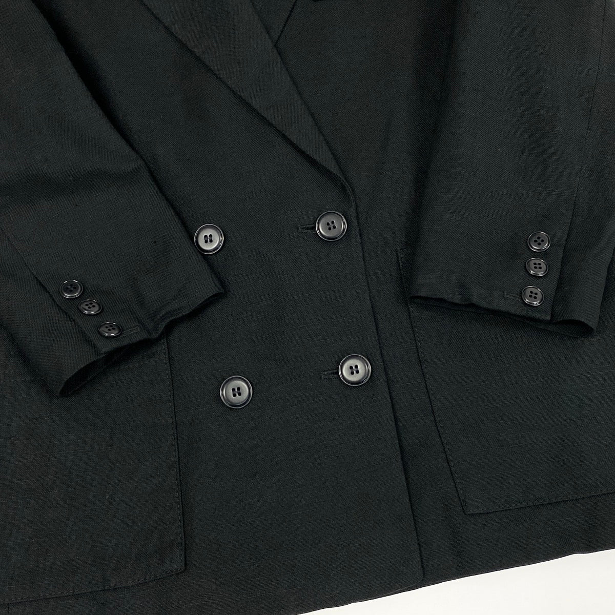 K Eh6Dior Double Breasted Tailored Jacket CD Logo Embroidery Linen Blend Size 40 Black Women o07t