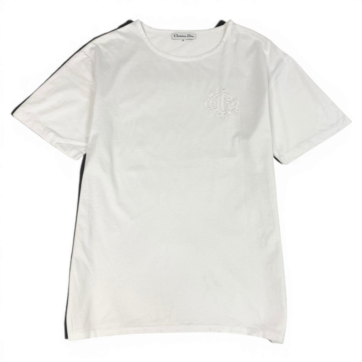 Id18 Christian Dior クリスチャンディオール 半袖Tシャツ コットンカットソー ロゴ刺繍 トップス Mサイズ ホワイト コットン100％ レディース 女性用u02tu02tu02t