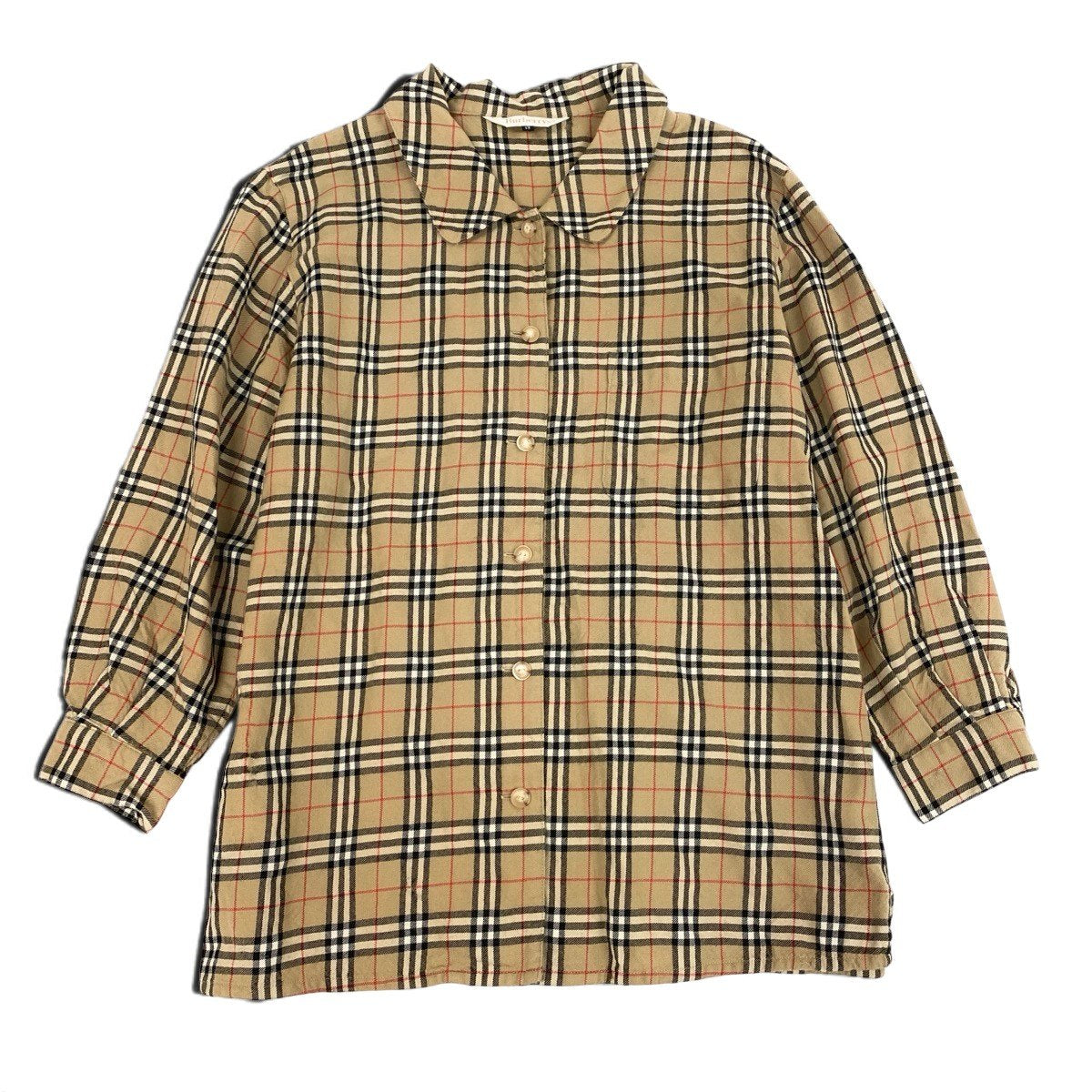 Ih11Burberrys Nova Check Wool Long Sleeve Shirt Beige Size 13 Women'so07t