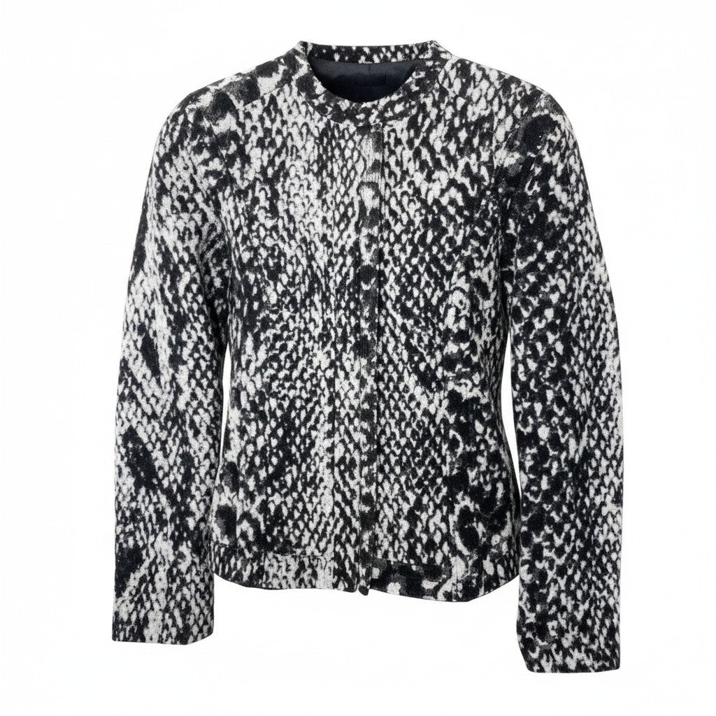 18e29 Ee29 GIORGIO ARMANI Wool Jacket Double Zip Pattern Black White Size 36 Italy Women'so07t