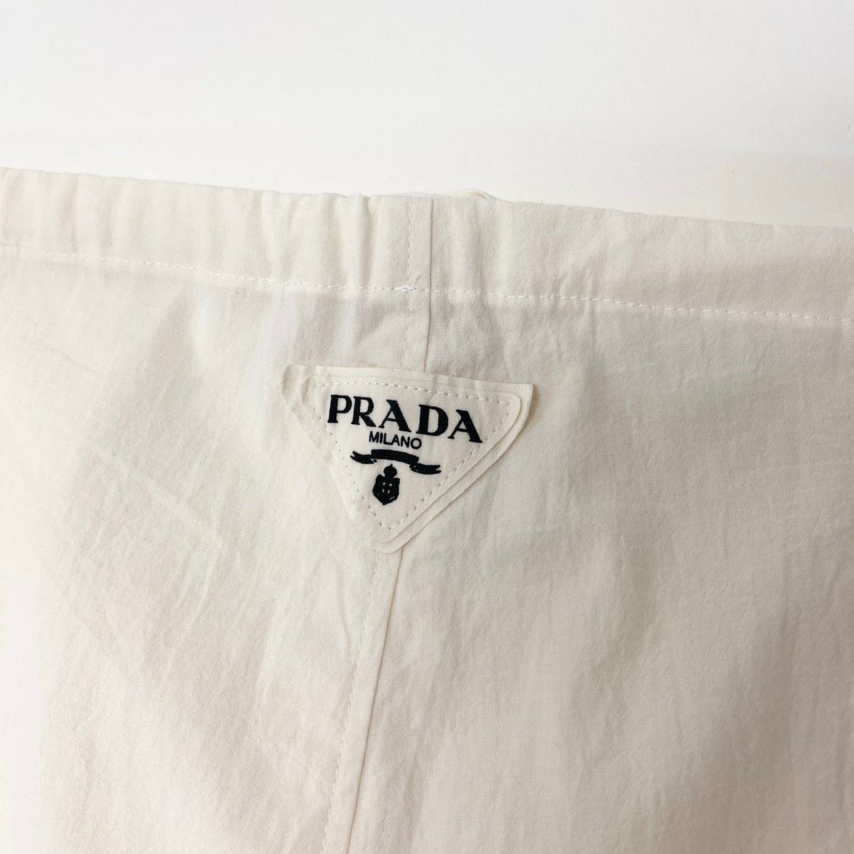 Mh1 PRADA Prada Shorts – Triangle Logo, Cotton, Adjustable Waist – Made in Italy – Size S – Ivory – 100% Cotton – Men'su02t