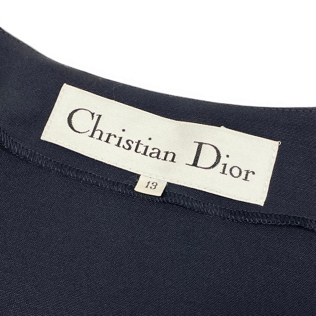 @L Eg11 Christian Dior Collarless Jacket Flare Skirt Suit Set Size 13 Navy Women o07t