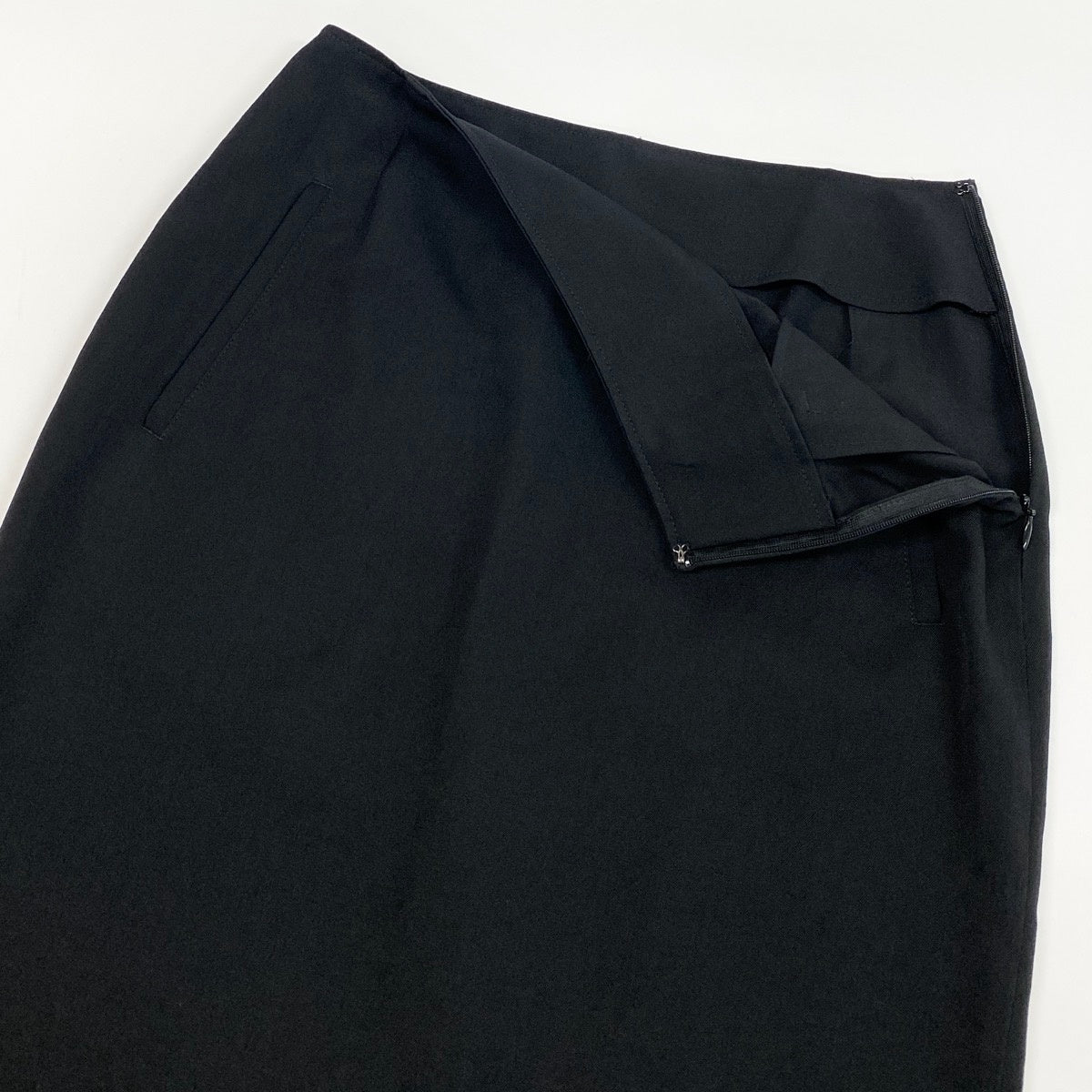 @Ae25 YOHJI YAMAMOTO Yohji Yamamoto Back Slit Long Skirt Black Wool Size 1 Women’so07t