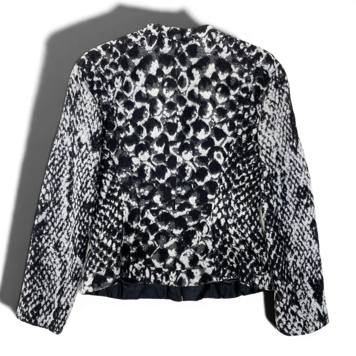 18e29 Ee29 GIORGIO ARMANI Wool Jacket Double Zip Pattern Black White Size 36 Italy Women'so07t