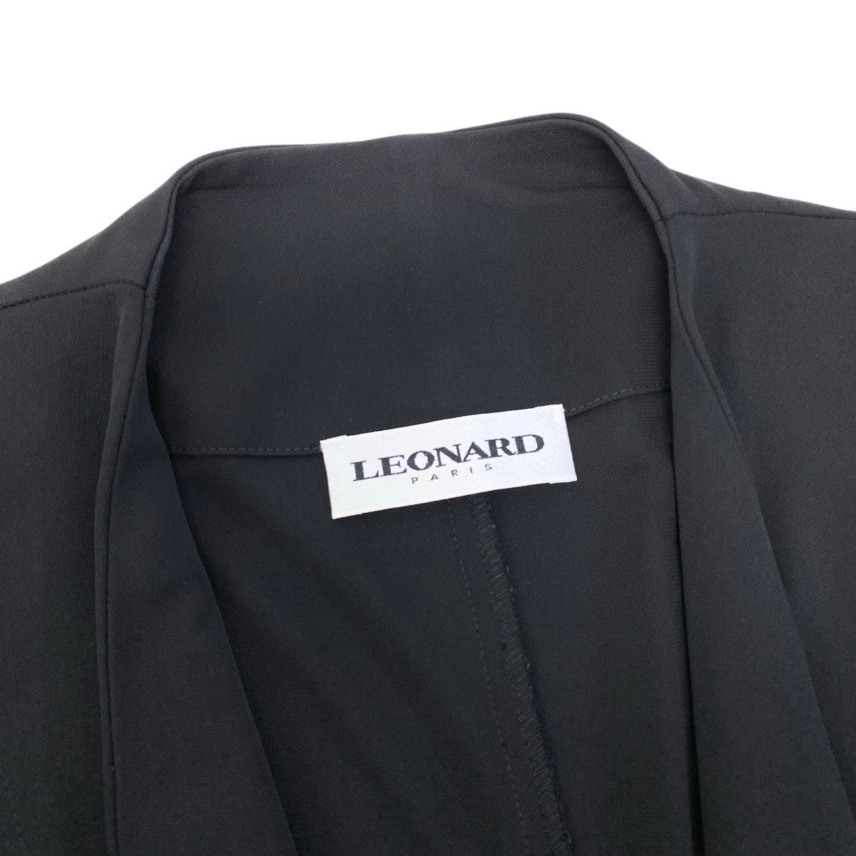 49g17 LEONARD レオナール カーディガンジャケット ミディアム丈 イタリア製 0451501 36サイズ ブラック レディース 女性用u02t