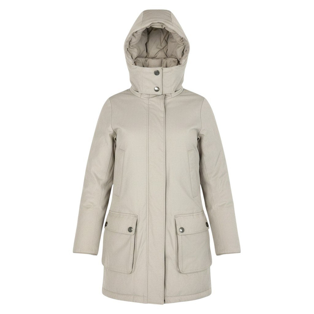 @E　Eg9 BURBERRY LONDON Hooded Down Mods Coat 2Way Size 38 Beige Women o07t