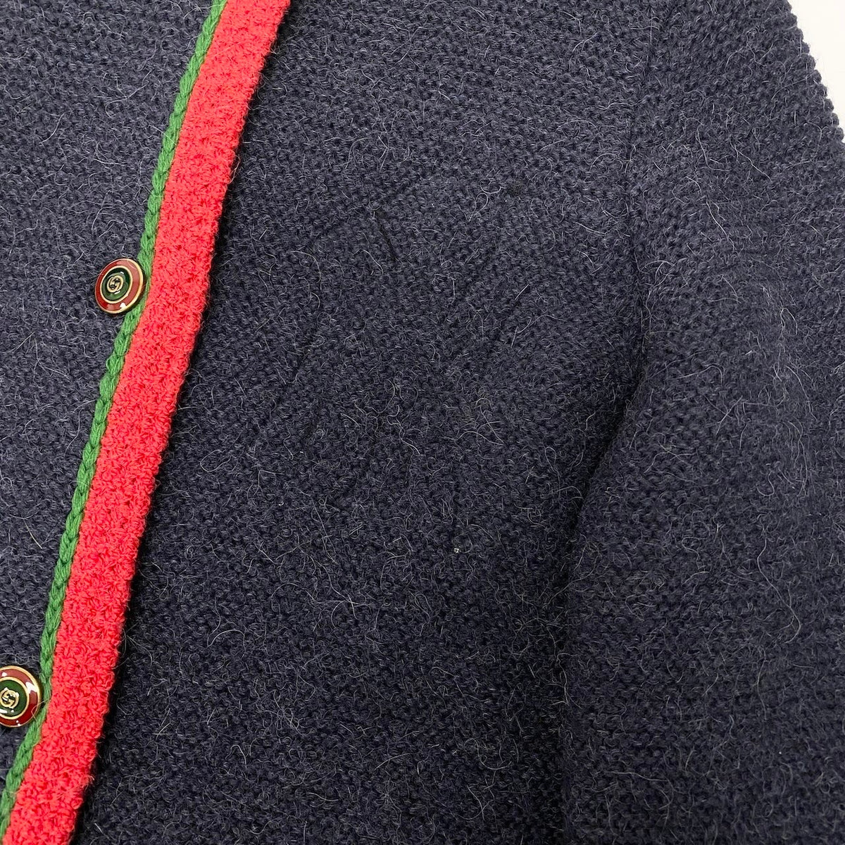 ＠S I GUCCI Wool Knit Long Cardigan Coat with Embroidered Logonu1