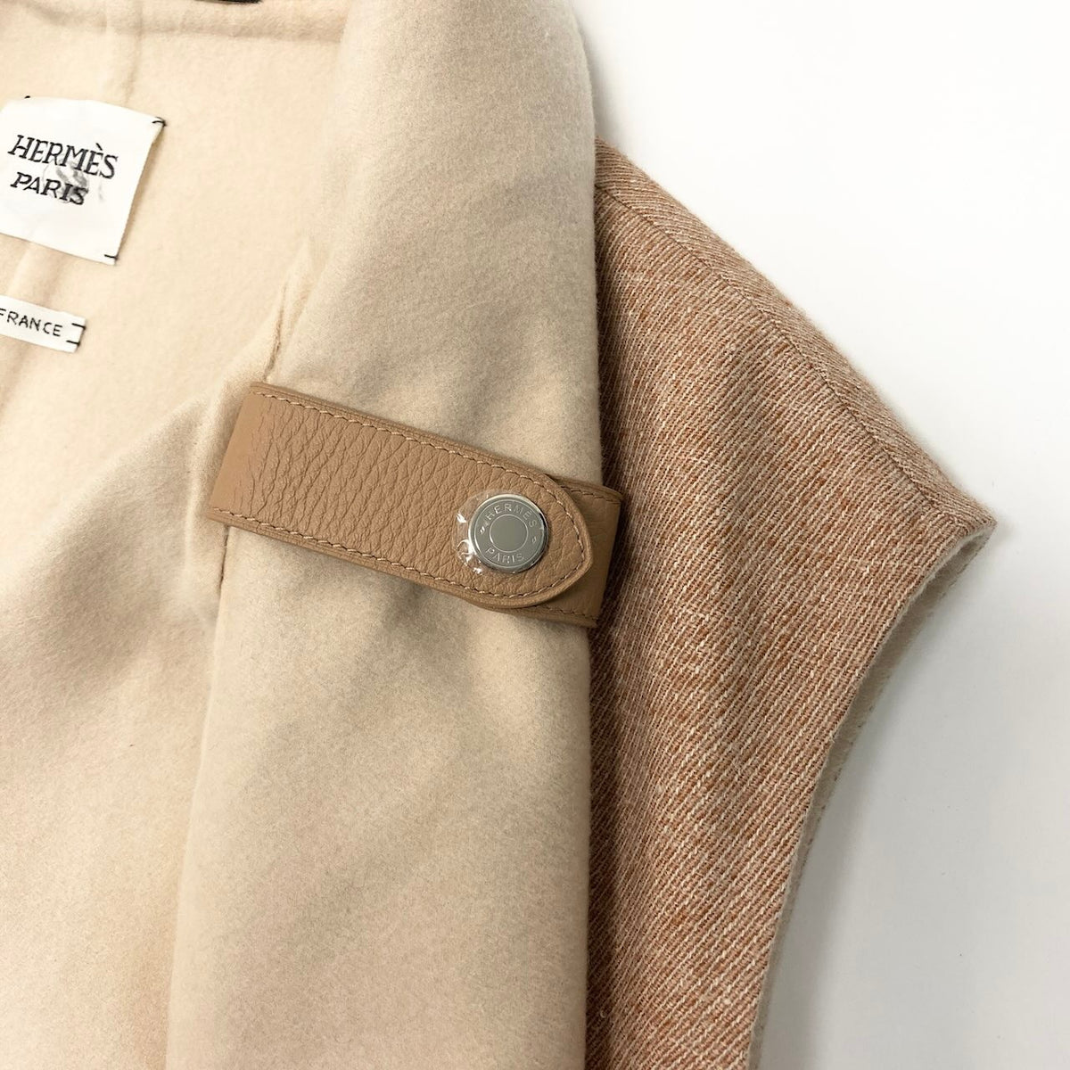 @E HERMES Hermes Double Face Wrap Coat Sleeveless Long Cashmere Pink Beige Size 38 Women NEW w/Tagnu1