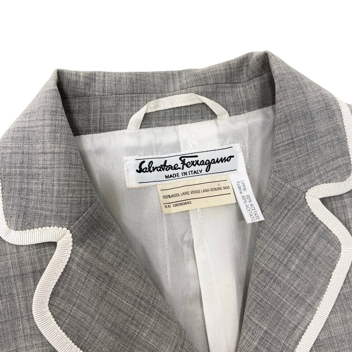 K Eh10Salvatore Ferragamo Tailored Jacket Coat Light Gray Women’s Italy Luxury