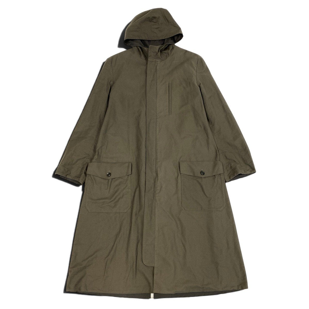 L Ah6 Y's BANG ON! Yohji Yamamoto Reversible Hooded Zip Long Coat Size 2 Khaki Men o07t