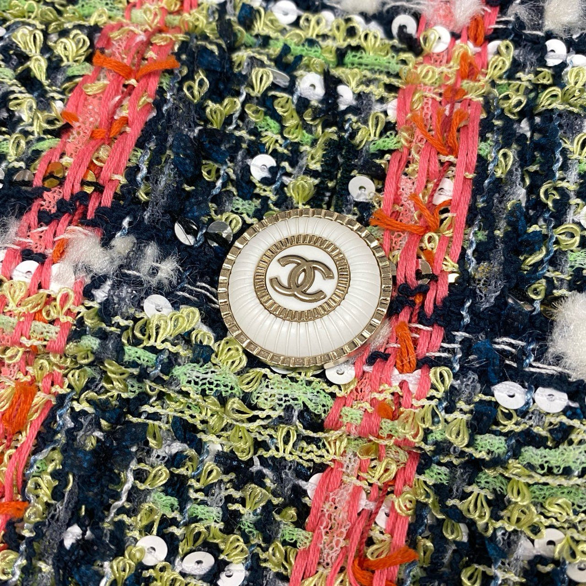 @Cd7 C CHANEL Chanel 2020 Cruise Line P62793 Sequin Blend Tweed Jacket 4P Jacket Size 34 Ladies Here Mark Buttonk02i
