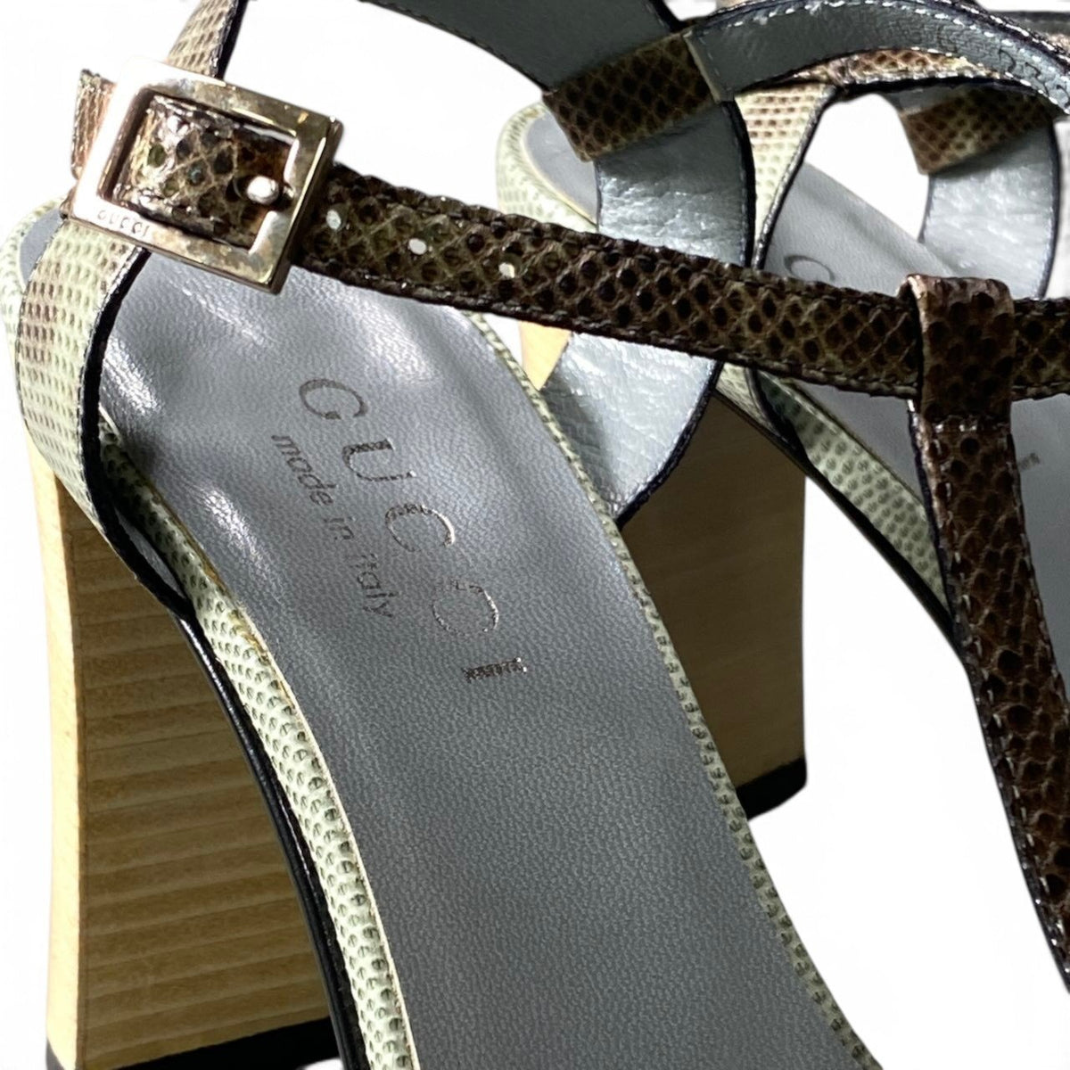 h12GUCCI Tom Ford Era Python Heel Sandals Size 36 Women'sk02i