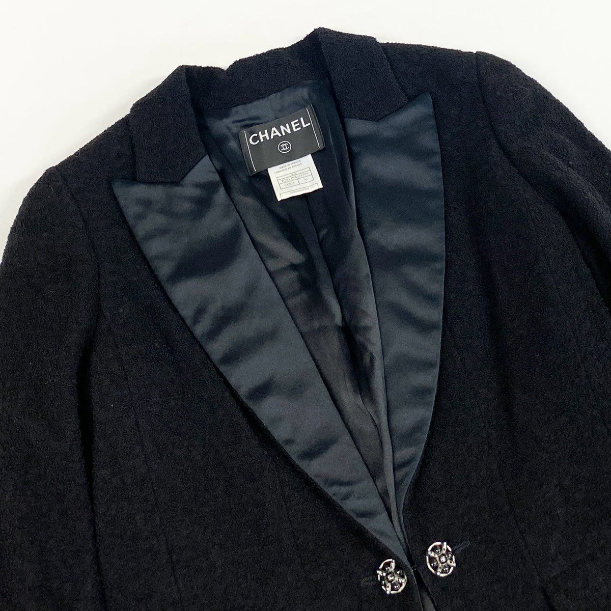 @ Ca14 CHANEL 2006 Gripoix Button Tweed Coat P29135 Blackta1