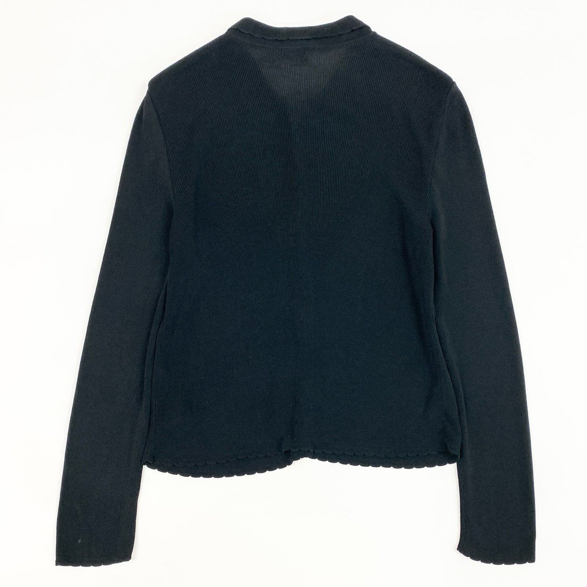 @d7 GIANNI VERSACE Rib Knit Cardigan Black Long Sleeve Size 40 Womenso07t