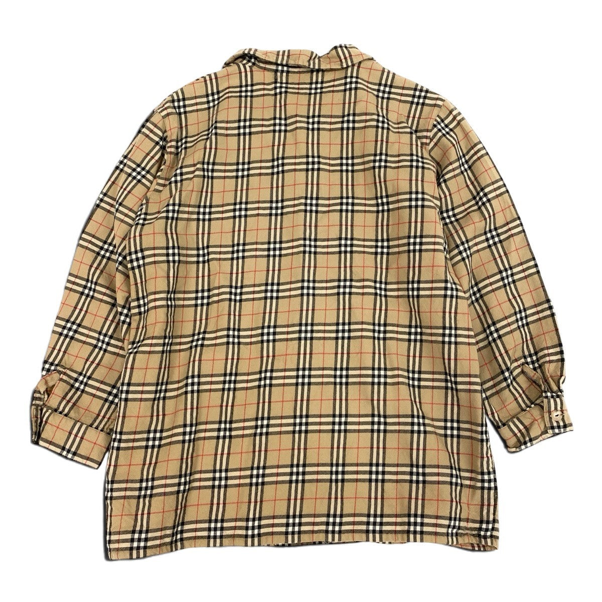 Ih11Burberrys Nova Check Wool Long Sleeve Shirt Beige Size 13 Women'so07t